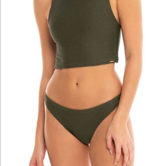 Anthropologie x Boamar Camellia Army Texture Green Bikini Bottoms XS New - Picture 2 of 9